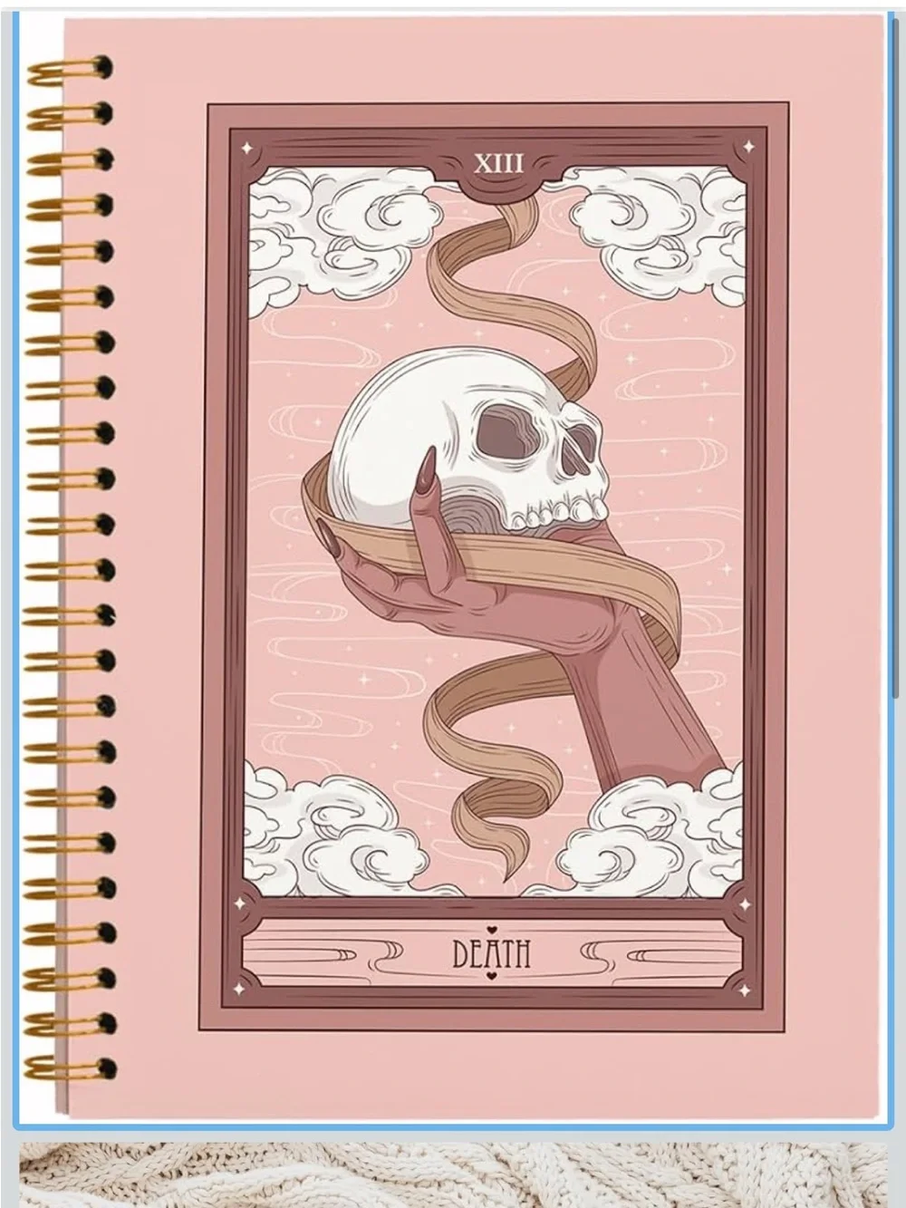 Tarot Death Spiral Skull Spiral-Bound Notebook 5.5”x8.3” 80 pages- Pink